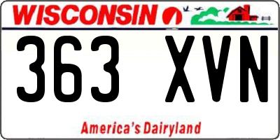 WI license plate 363XVN