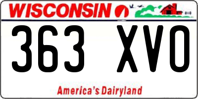 WI license plate 363XVO