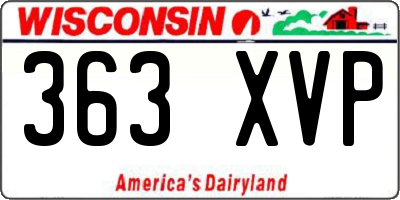 WI license plate 363XVP