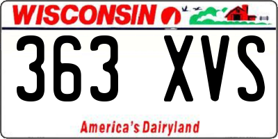 WI license plate 363XVS