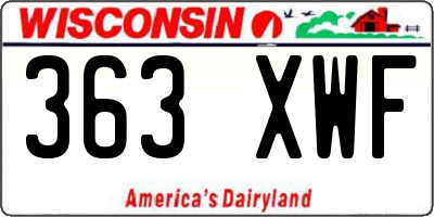 WI license plate 363XWF