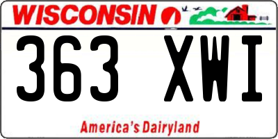 WI license plate 363XWI