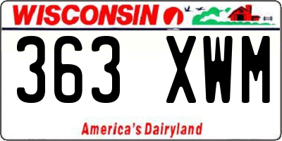 WI license plate 363XWM