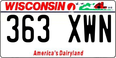 WI license plate 363XWN