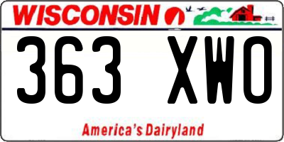 WI license plate 363XWO