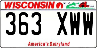 WI license plate 363XWW