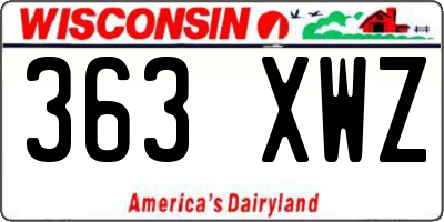 WI license plate 363XWZ