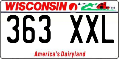 WI license plate 363XXL