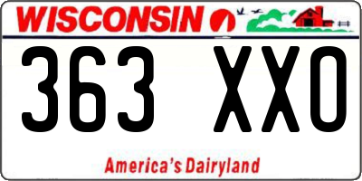 WI license plate 363XXO