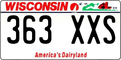 WI license plate 363XXS