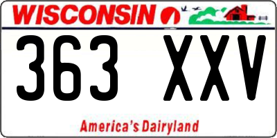 WI license plate 363XXV