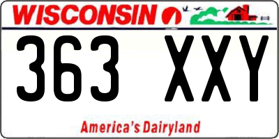 WI license plate 363XXY