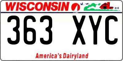 WI license plate 363XYC