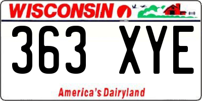 WI license plate 363XYE