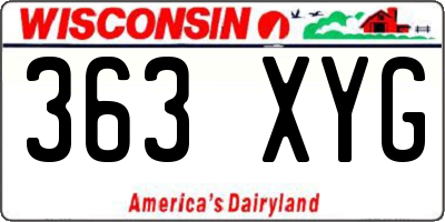 WI license plate 363XYG