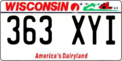 WI license plate 363XYI