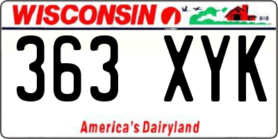 WI license plate 363XYK