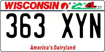 WI license plate 363XYN