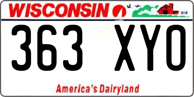 WI license plate 363XYO