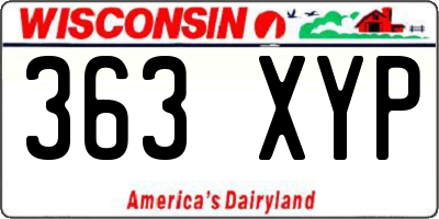 WI license plate 363XYP