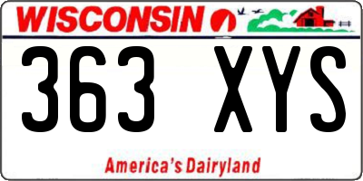 WI license plate 363XYS