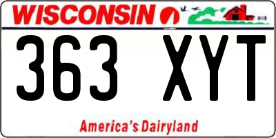 WI license plate 363XYT