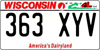 WI license plate 363XYV