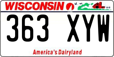 WI license plate 363XYW