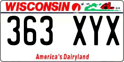 WI license plate 363XYX