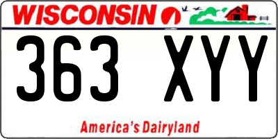 WI license plate 363XYY