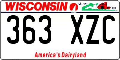 WI license plate 363XZC