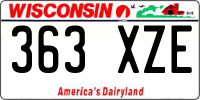WI license plate 363XZE