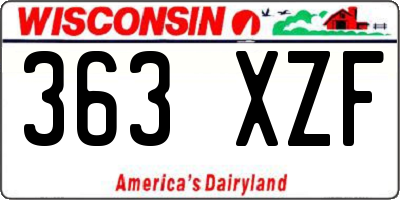WI license plate 363XZF