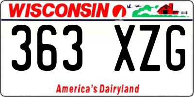 WI license plate 363XZG