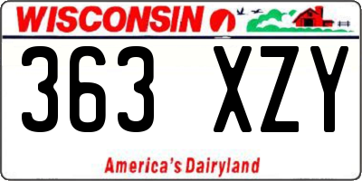 WI license plate 363XZY