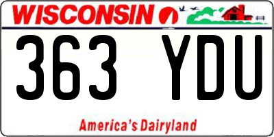 WI license plate 363YDU