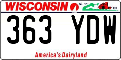 WI license plate 363YDW