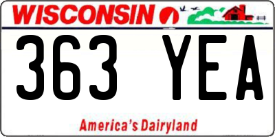 WI license plate 363YEA