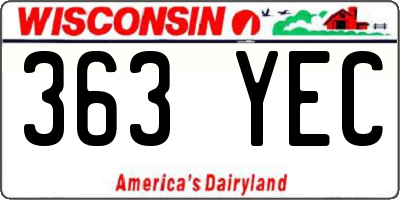 WI license plate 363YEC