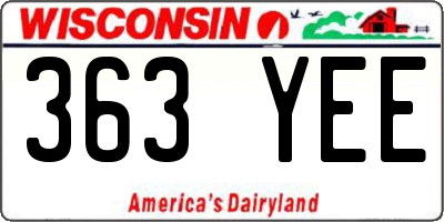 WI license plate 363YEE