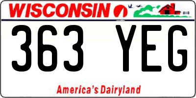 WI license plate 363YEG