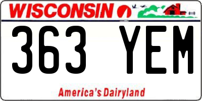 WI license plate 363YEM