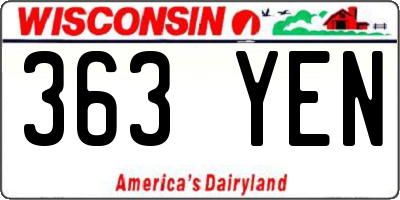 WI license plate 363YEN