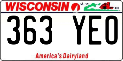 WI license plate 363YEO