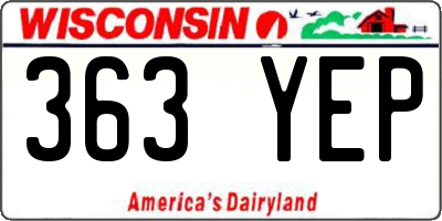 WI license plate 363YEP