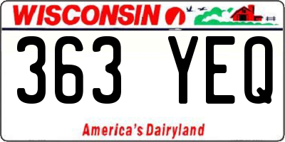 WI license plate 363YEQ