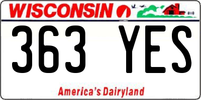 WI license plate 363YES