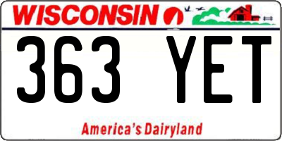 WI license plate 363YET