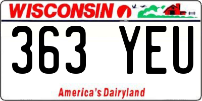 WI license plate 363YEU