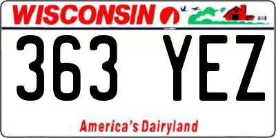 WI license plate 363YEZ